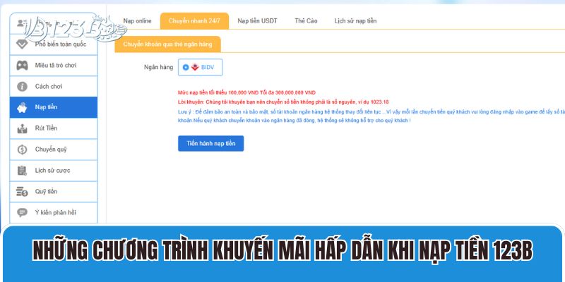 Những chương trình khuyến mãi hấp dẫn khi nạp tiền 123B